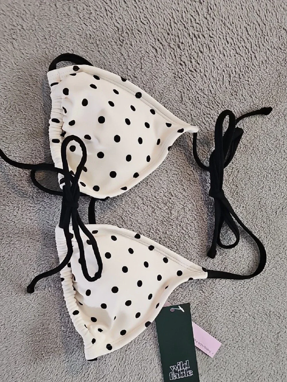 Wild Fable Women's S Black and Cream Polka Dot Tie-Side Bikini Set